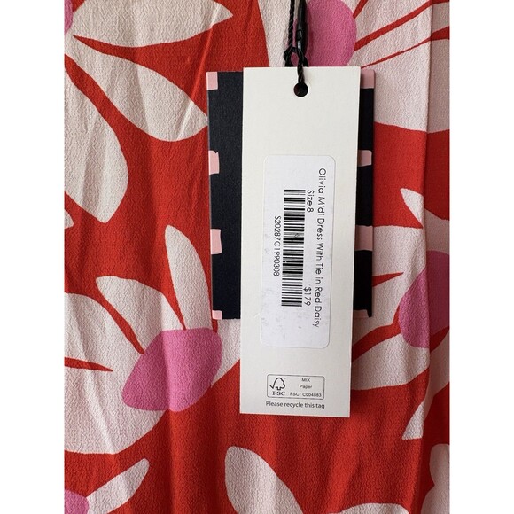 Mister Zimi womens Olivia Midi Dress size 8 AU (4 US) Red Daisy Tie Back $179 - Picture 6 of 9